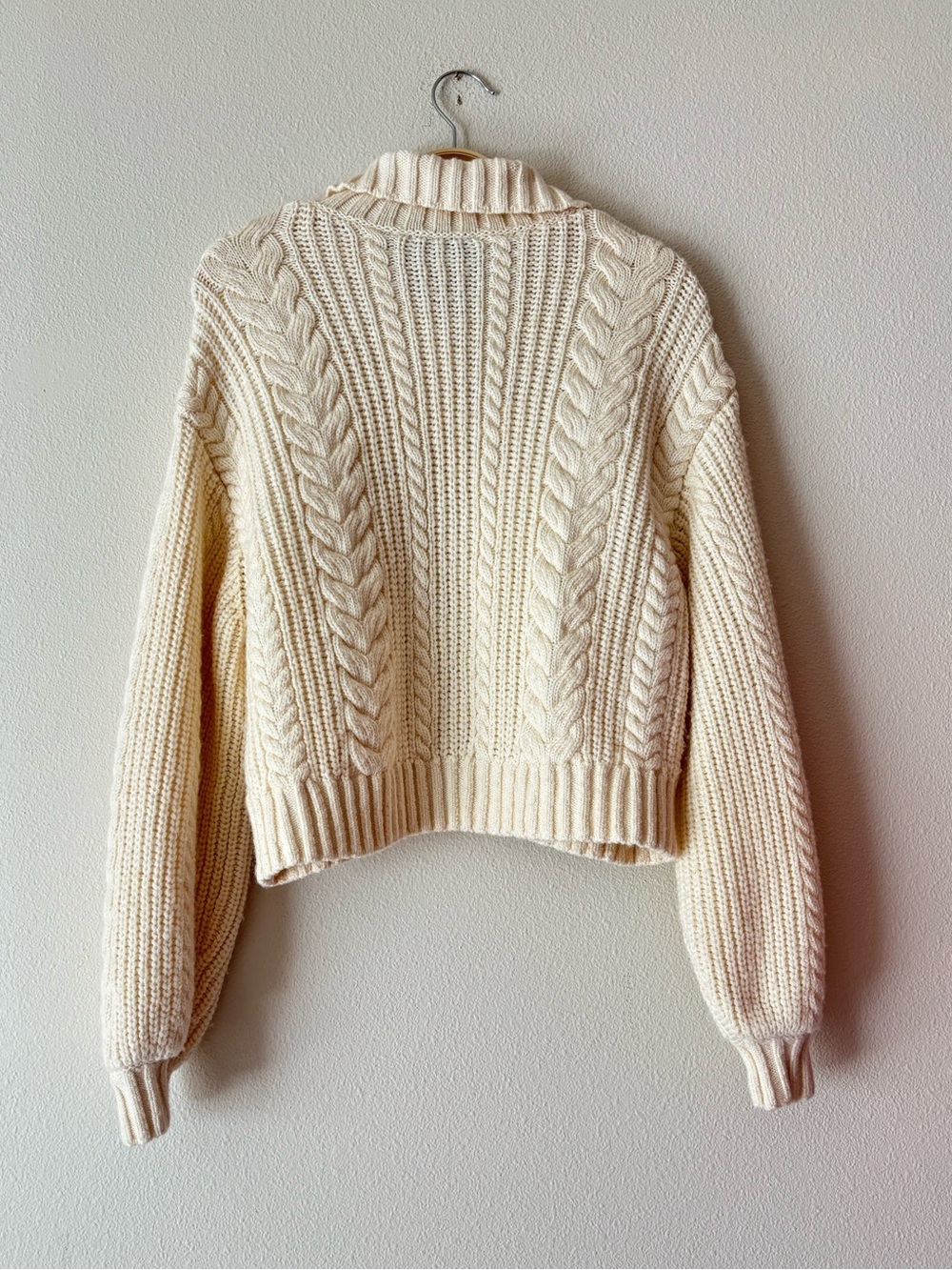 & Other Stories Wool Cream White Cable Knit Button-Up Sweater Cardigan Small - Picture 7 of 10